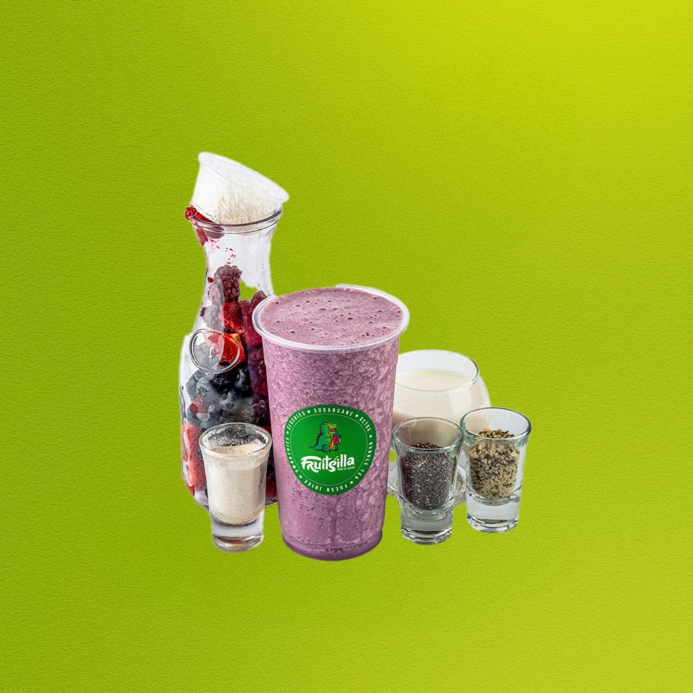 BERRY BOOST - MIX BERRY, CHIA SEEDS, HEMP SEEDS, WHEY PROTEIN, ALMOND MILK &  COCONUT POWDER